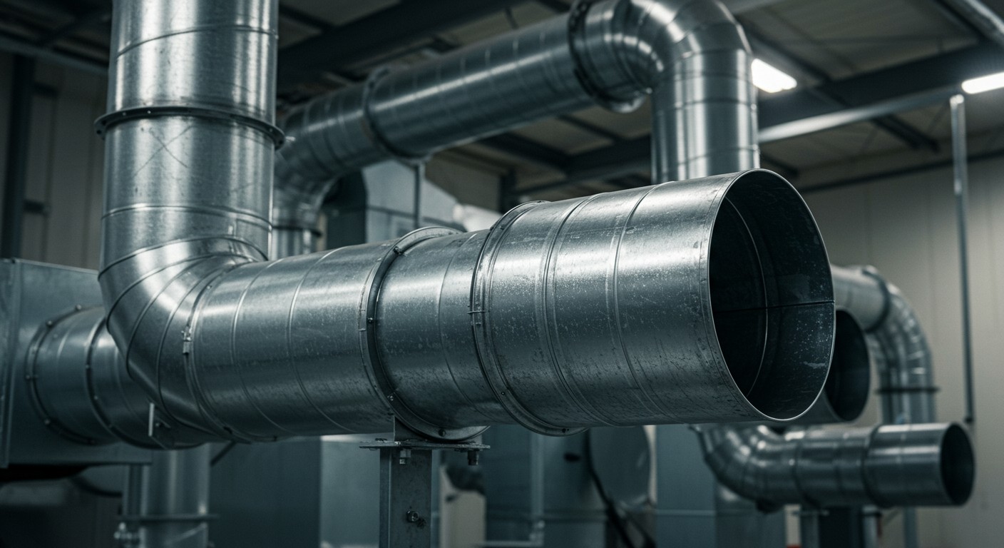 Воздуховоды в упаковочном цехе Воздуховоды в упаковочном цехе