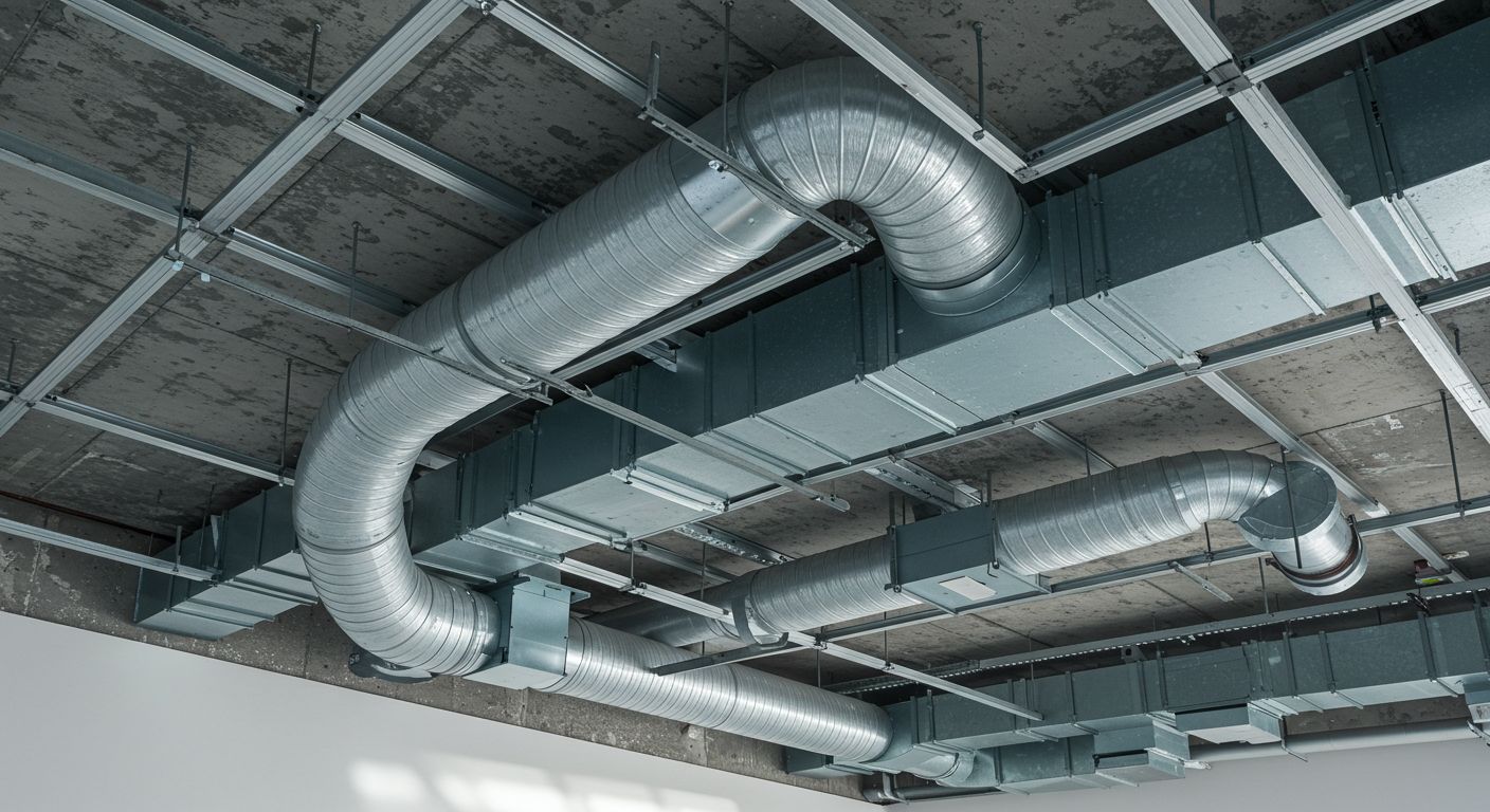Модульные воздуховоды Модульные воздуховоды в промышленном помещении