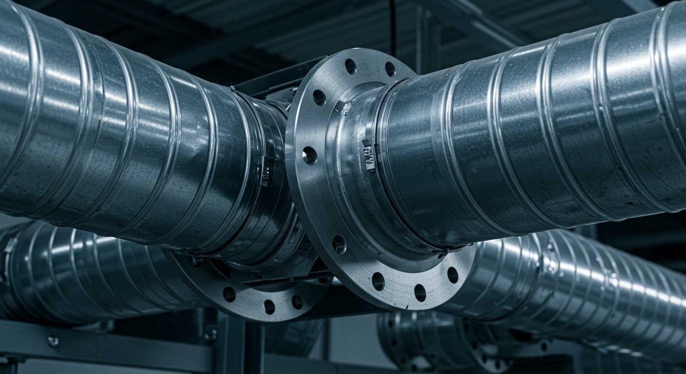 Процесс сборки воздуховодов на фланцевом соединении Сборка воздуховодов на фланцах