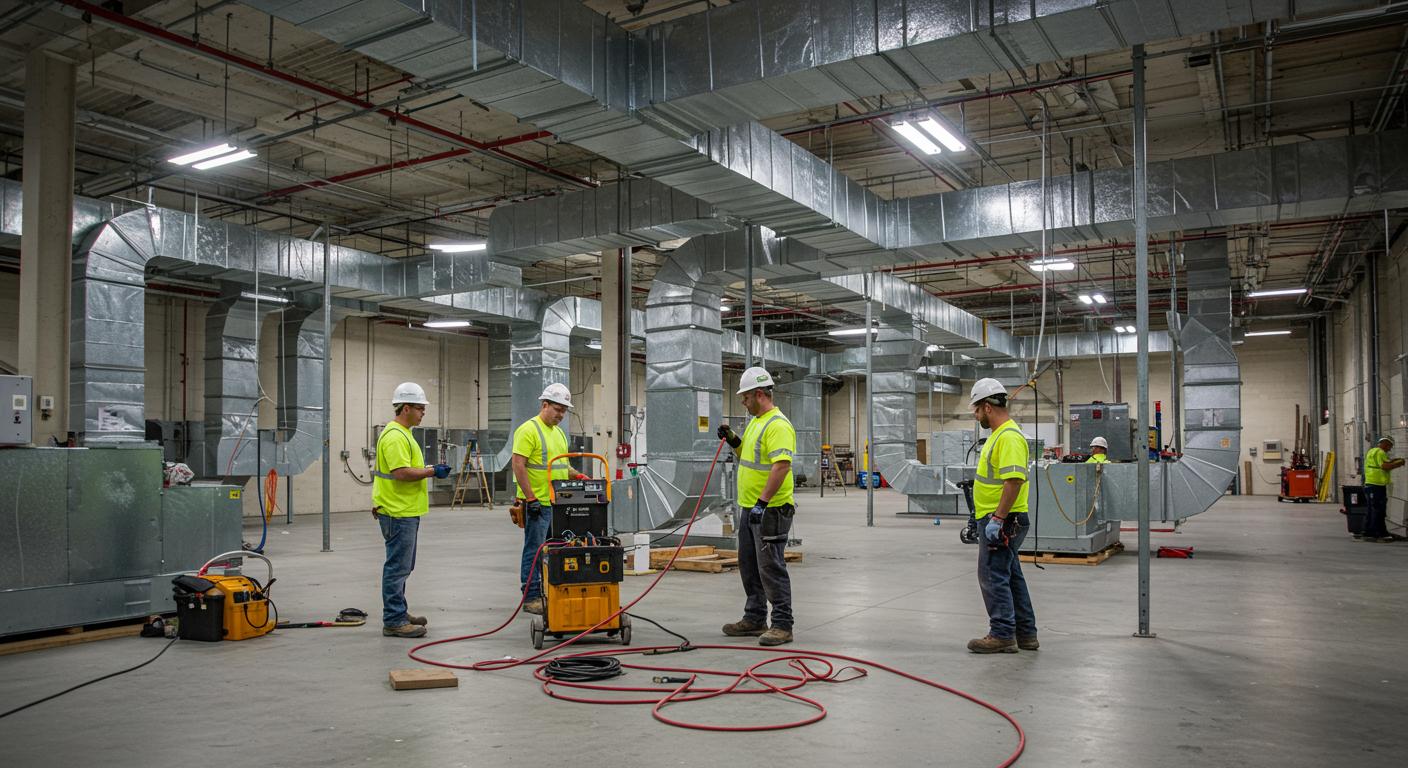 Процесс тестирования воздуховодов на герметичность Тестирование воздуховодов на герметичность