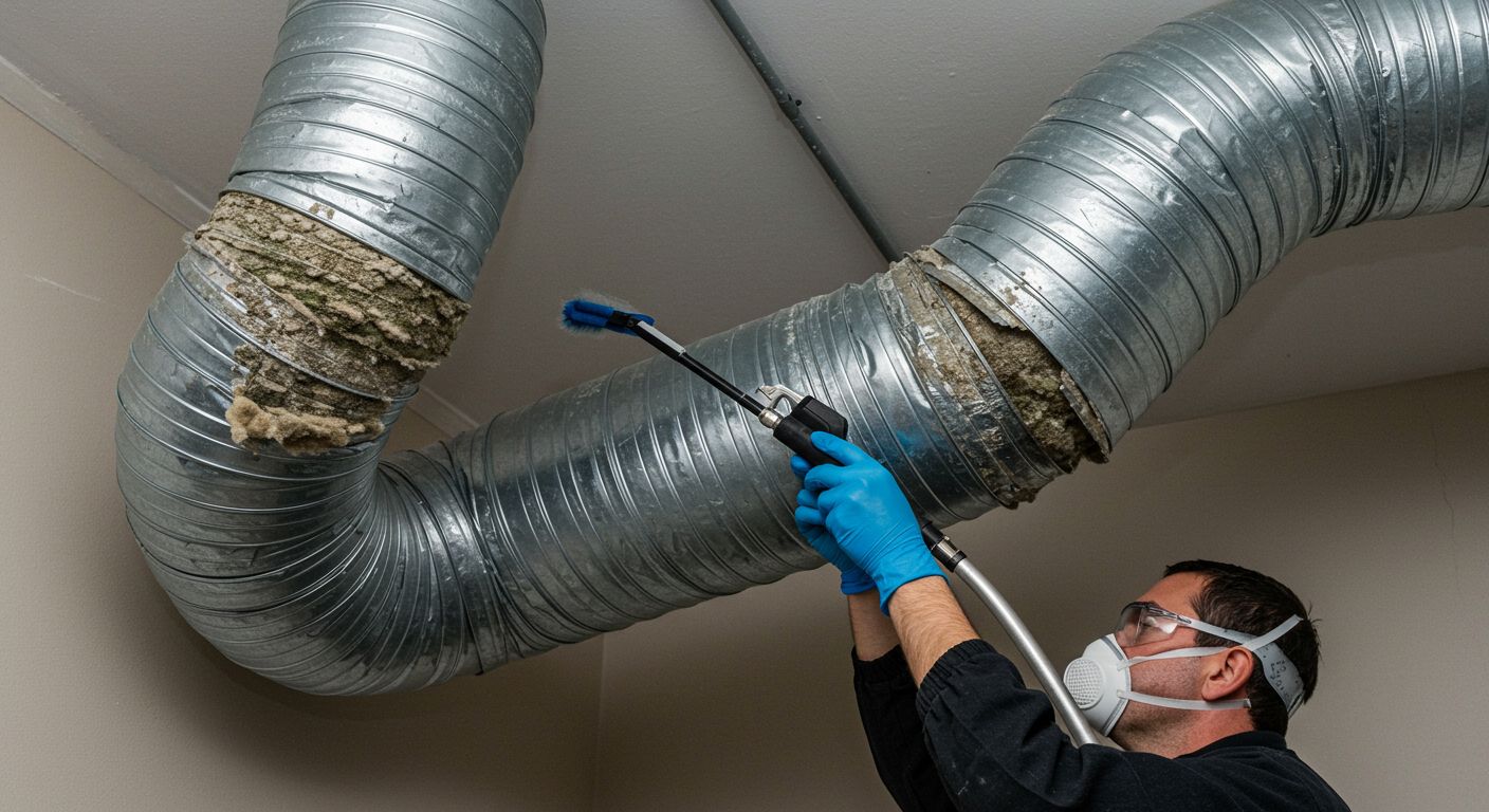 Процесс удаления плесени в вентиляционной системе Удаление плесени из воздуховодов