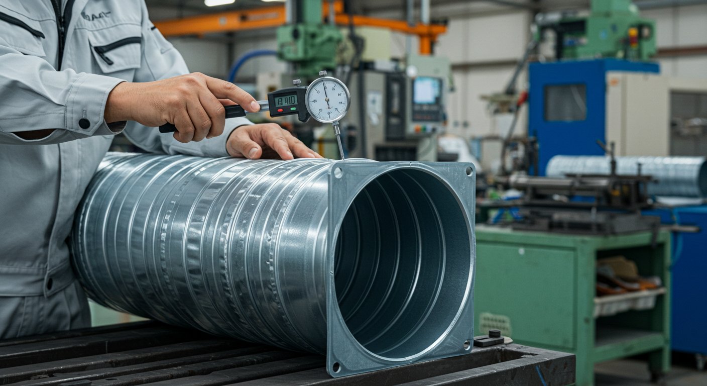 Процесс контроля качества на производстве воздуховодов