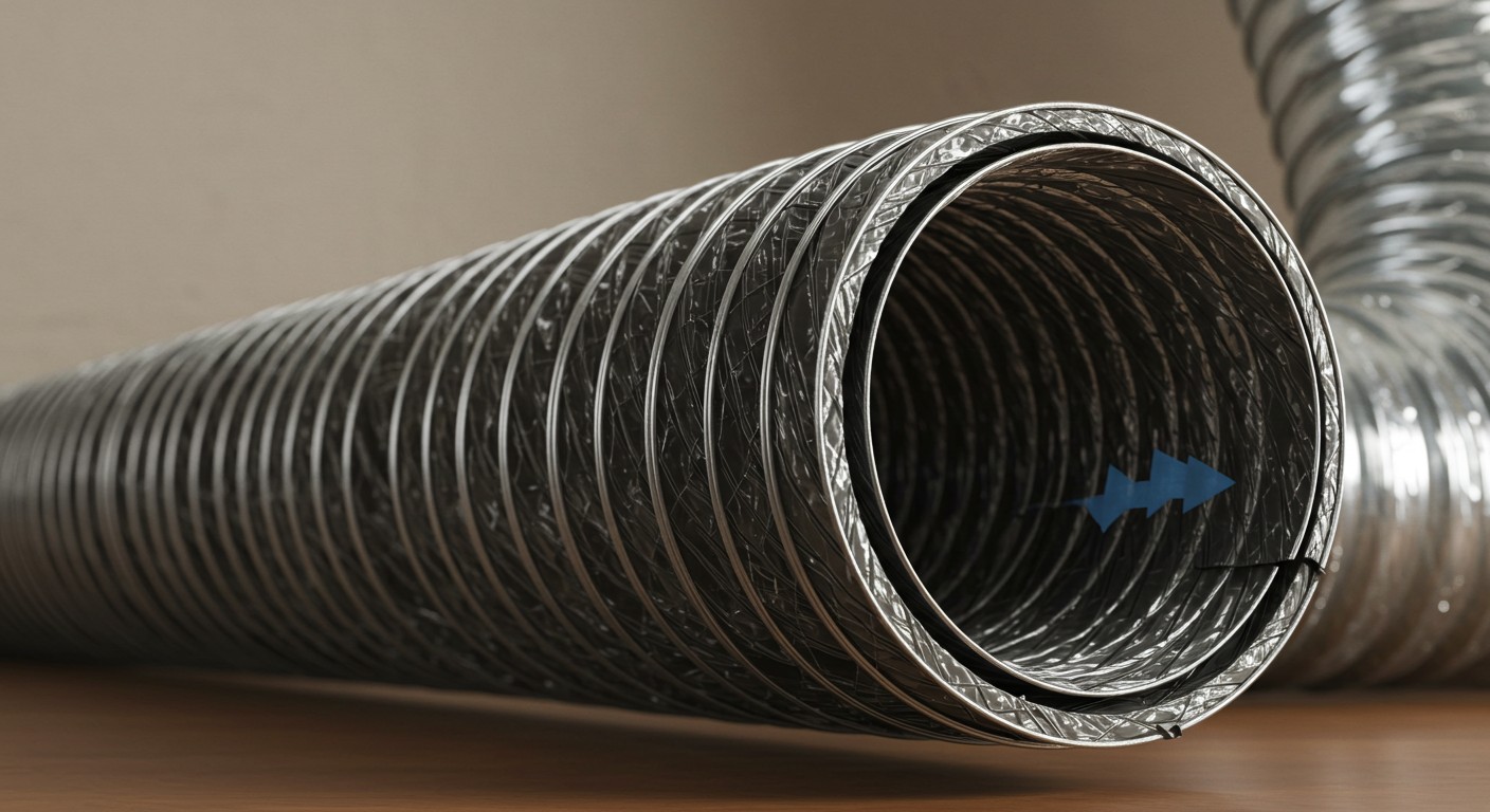 Потеря эффективности гибких воздуховодов из-за деформаций и загрязнений Гибкий воздуховод с повреждениями