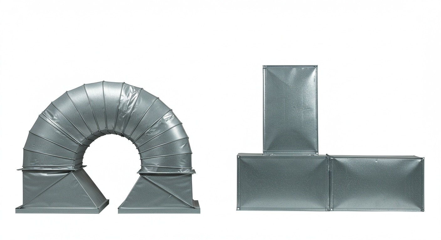 Сравнение круглых и прямоугольных вентиляционных каналов Круглые и прямоугольные вентиляционные каналы
